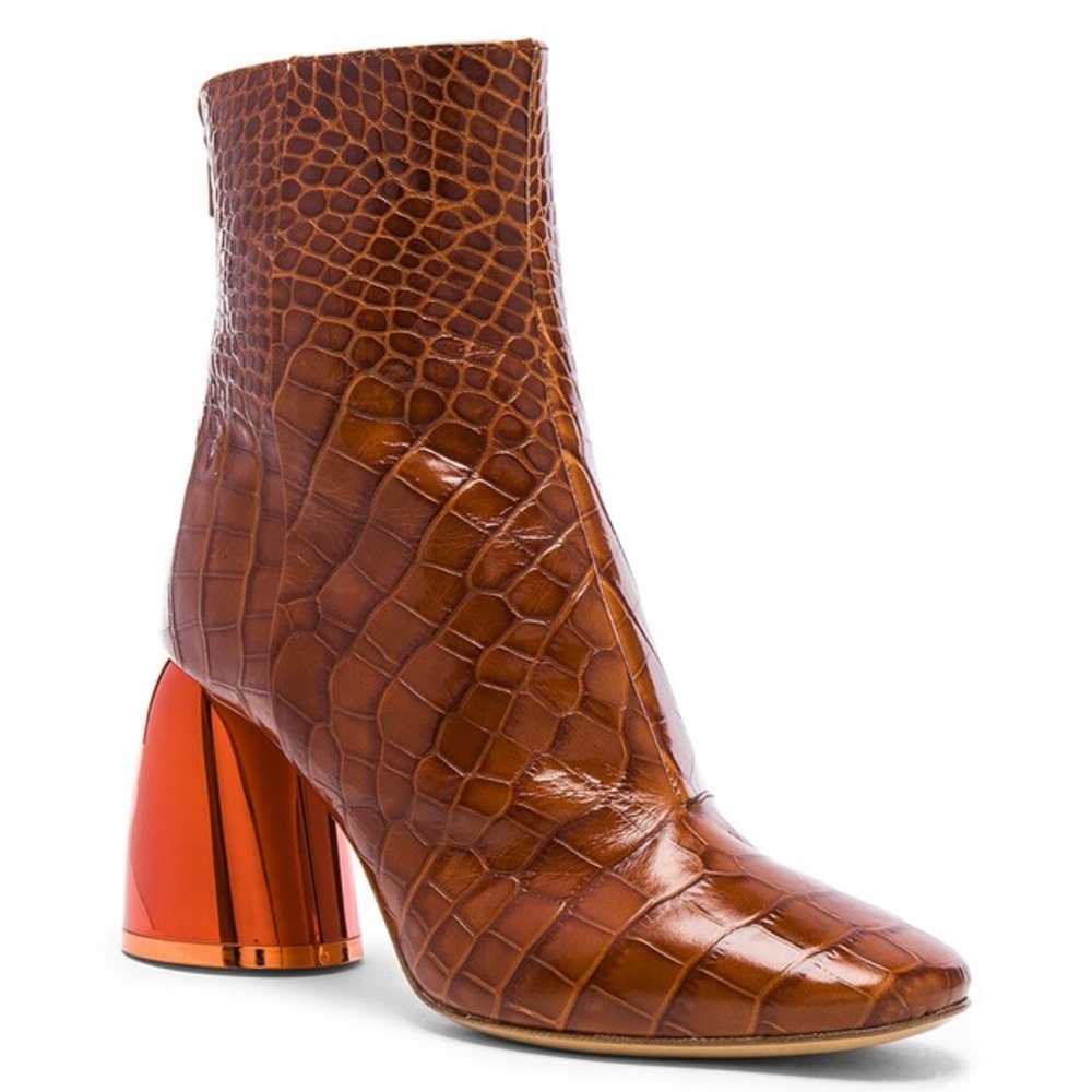 Ellery Brown Orange Croc Embossed Jezebels Boots Size 36